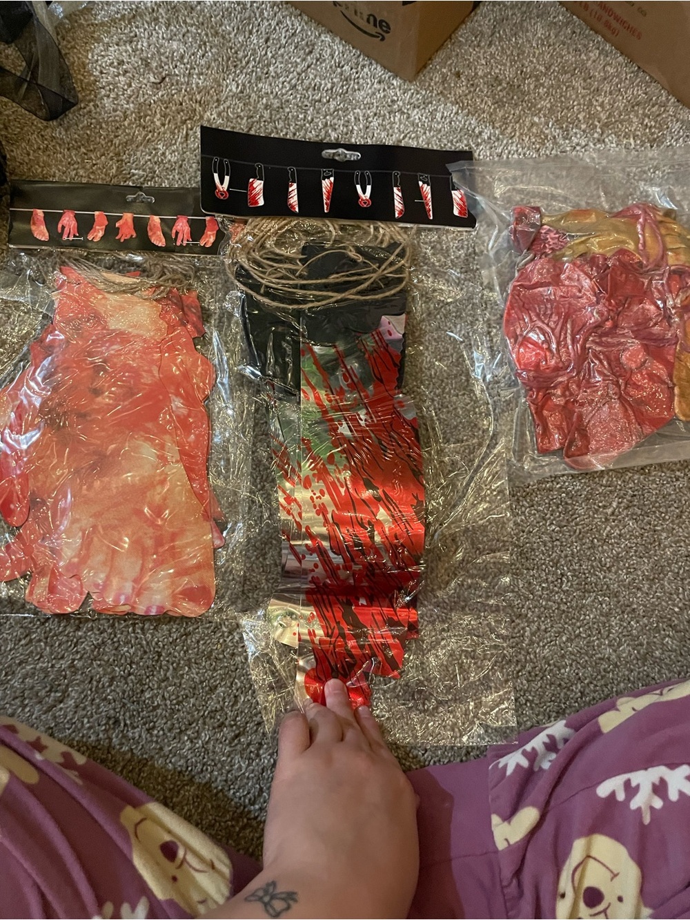 Amazon Red and Black Halloween Garland with Bloody Drip Design